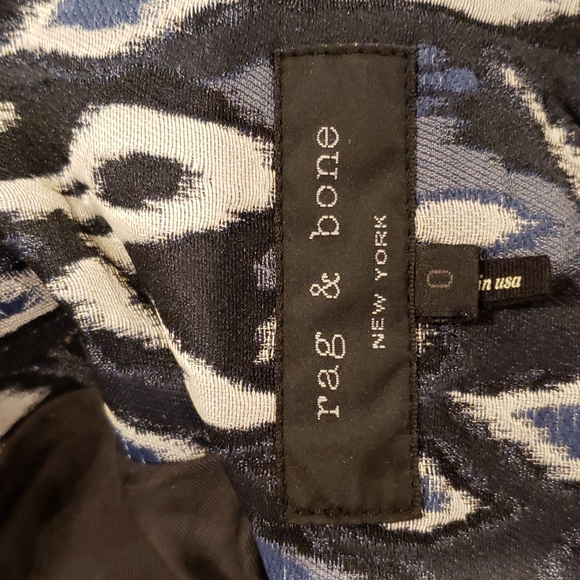 RAG & BONE Silver Ikat Brocade Jacquard Blazer Tuxedo Jacket sz 0 Women's Tux - Picture 10 of 14